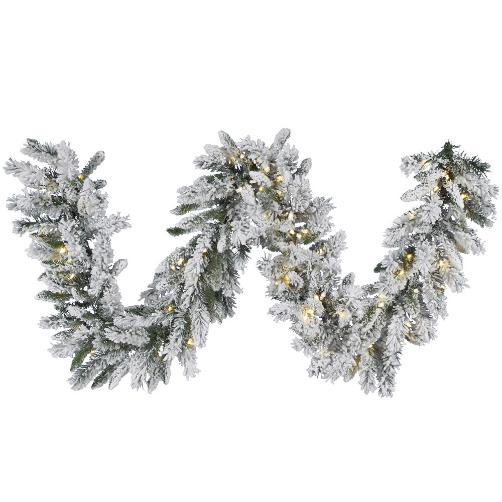 9' X 16" Snow Ridge Garl LED 100 Warm White