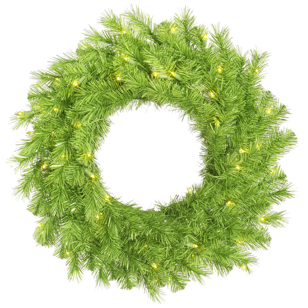 24" Lime/Green Tinsel Wreath 50Lime