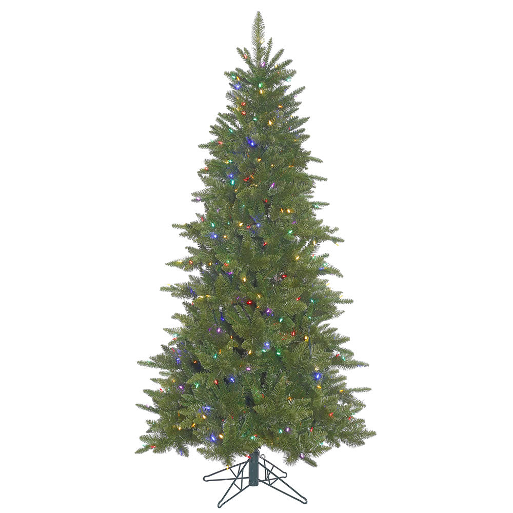 55Ft. Slim Durango Spruce Christmas Tree 742 Green PVC Tips 300 Multi LED Lights