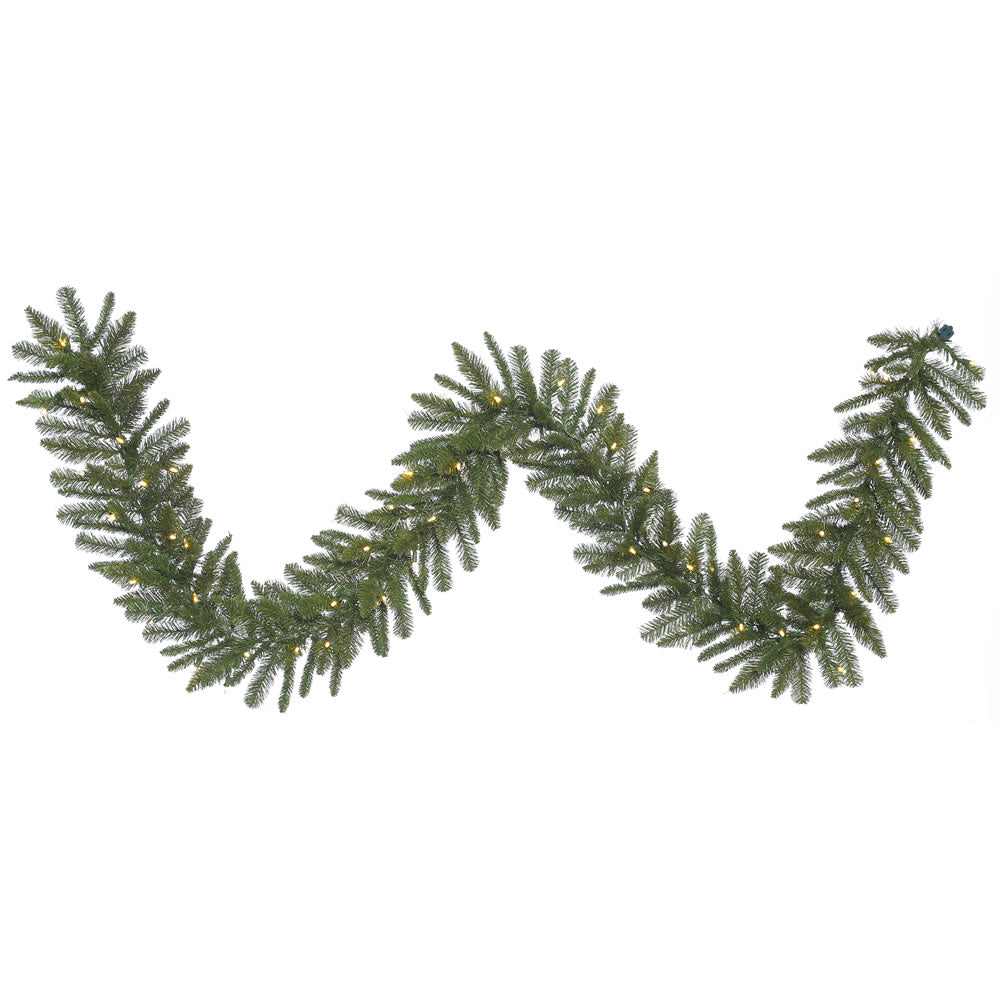 9Ft. x 12in. Durango Spruce Garland 210 Green PVC Tips 50 Warm White LED Lights