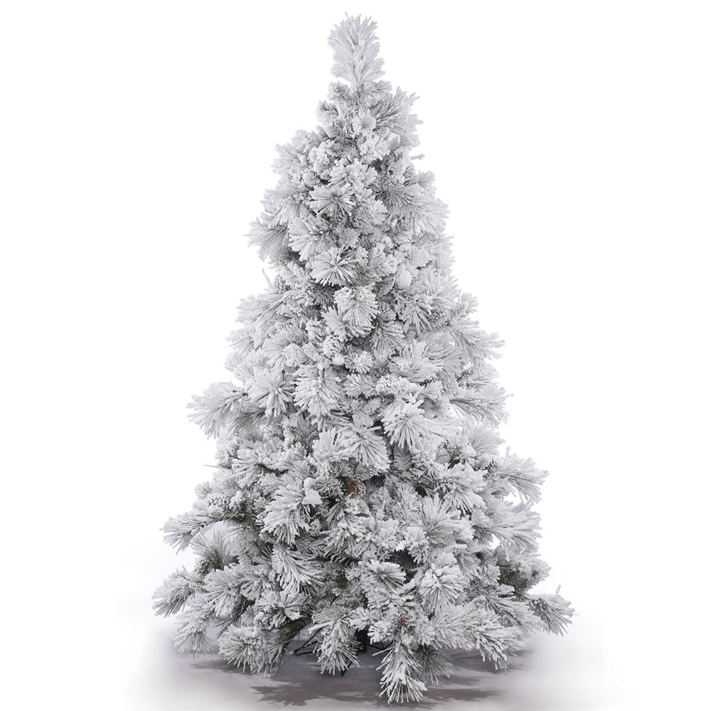15Ft. Flocked Alberta Christmas Tree 339 Pine Cones 6394 Flocked PVC Tips