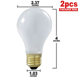 Satco S3927 60W 130V A19 Frost Shatter Proof Incandescent (2 pack) - BulbAmerica