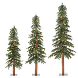 Vickerman 4ft. 5ft. 6ft. Alpine Artificial Christmas Tree Set Warm White LED Lights