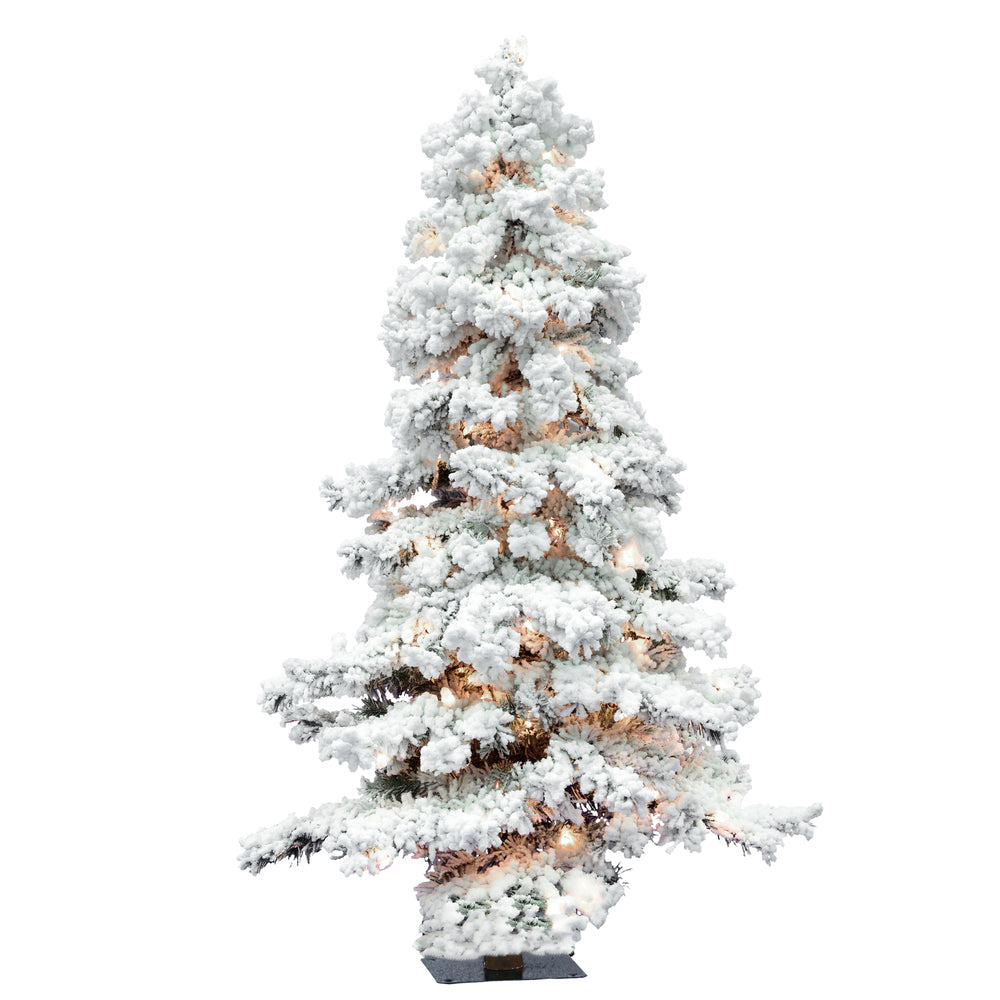 Vickerman 6ft. Flocked Spruce Artificial Christmas Tree with 300 Clear Lights