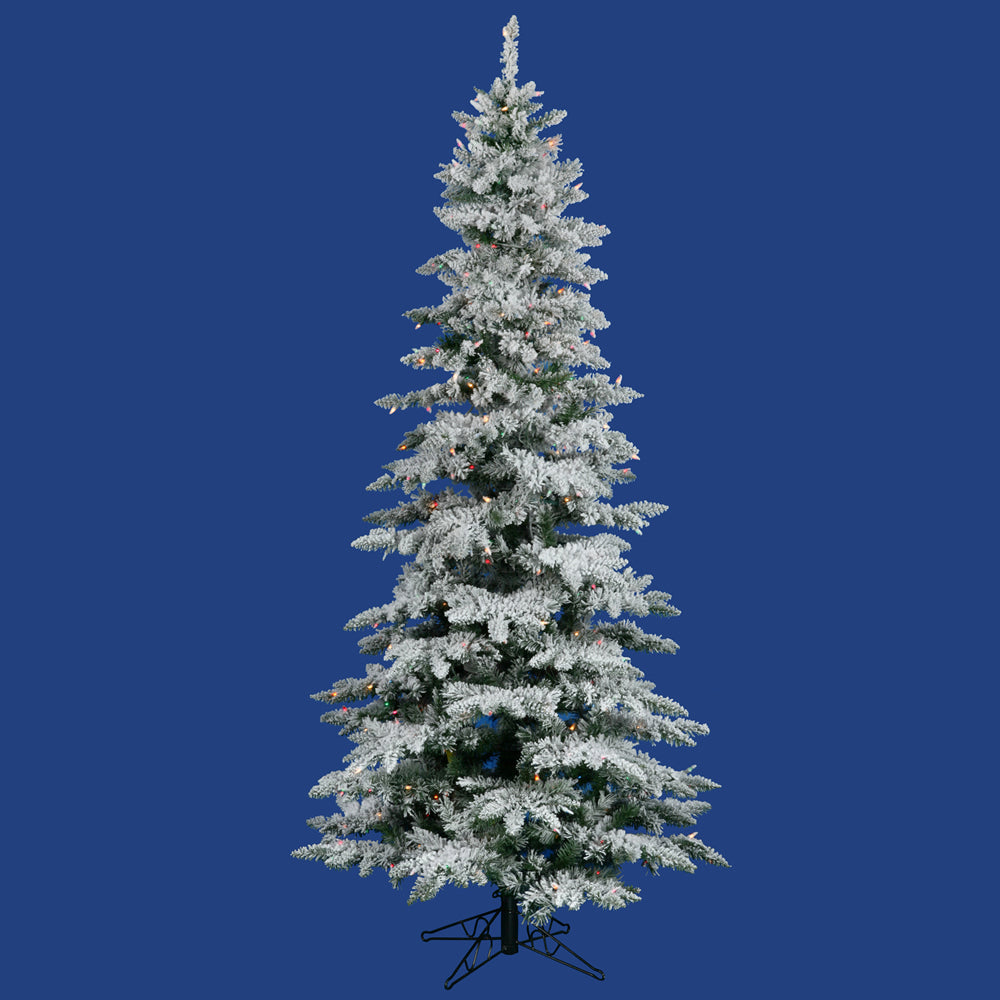 Vickerman 12Ft. Flocked White on Green 2915T Christmas Tree 935 Multi-color LED