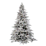 Vickerman 9Ft Flocked White on Green Christmas Tree 1000 Multi-color Italian LED