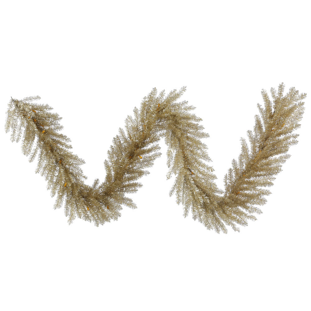 9Ft. x 14in. Champagne Tinsel Garland 350Tips