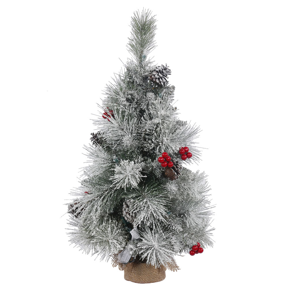 24in. x 14in. Frosted Mix Berry Pine Tree Burlap Base 78Tips