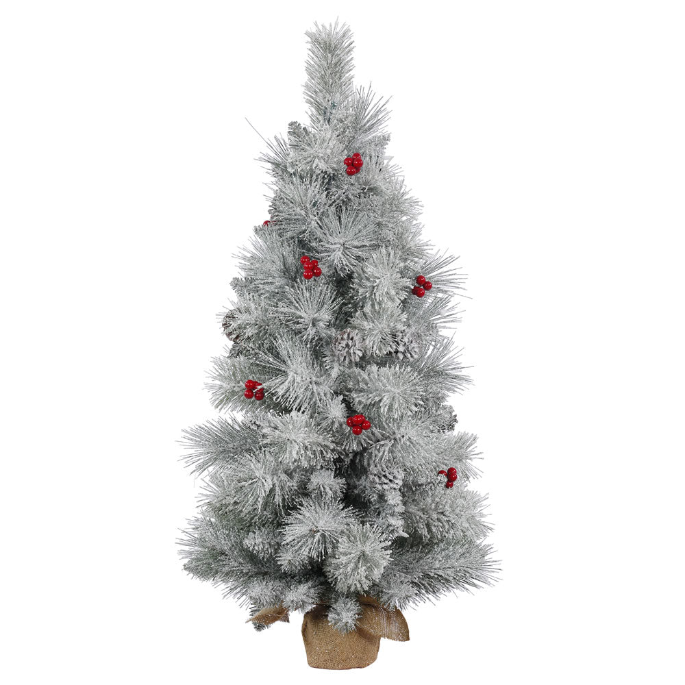 36in. x 18in. Frosted Mix Berry Pine Tree Burlap Base 118Tips