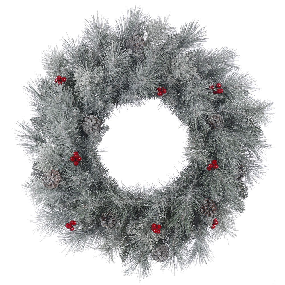 24in. Frosted Mix Berry Pine Wreath 100Tips