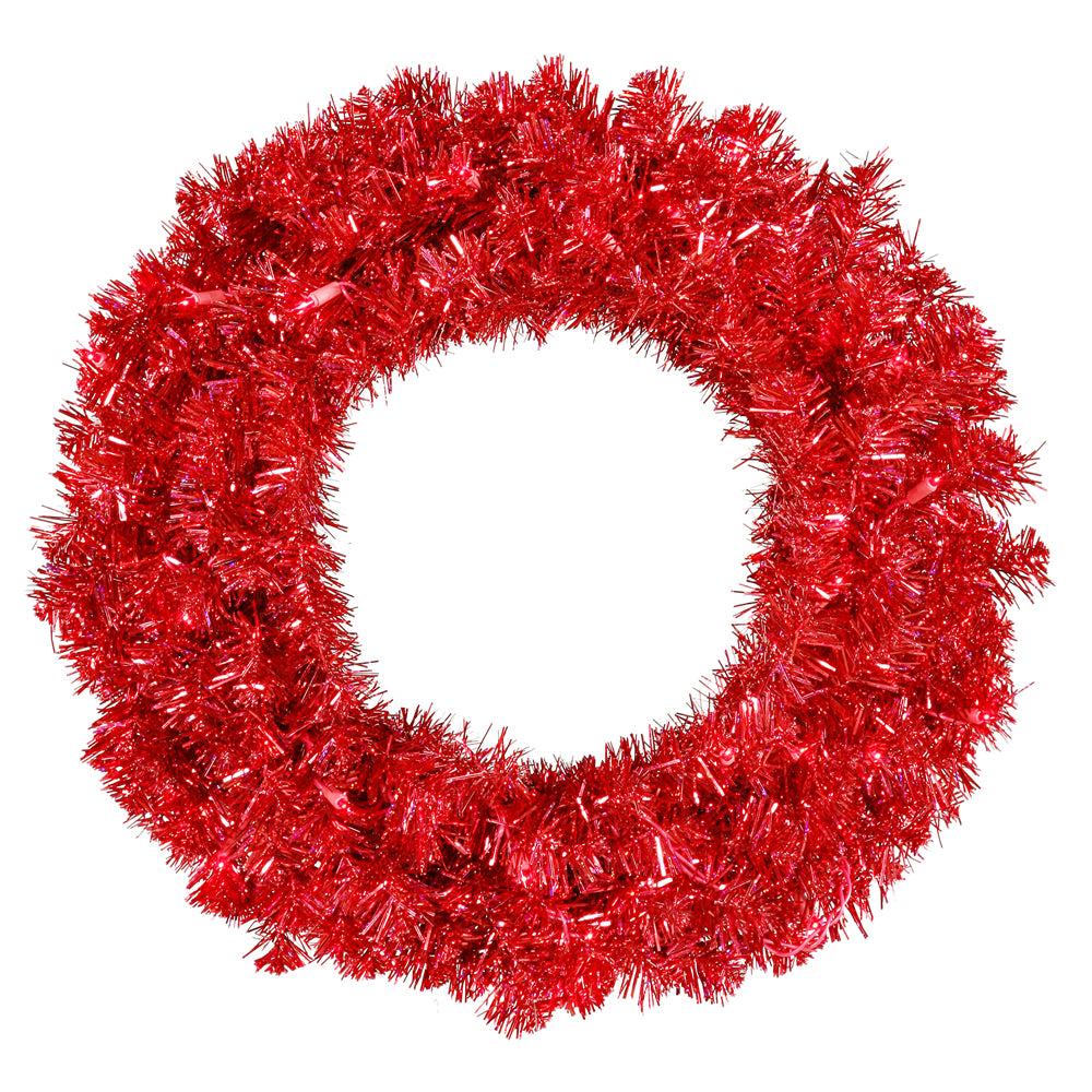 Vickerman 30in. Red 260 Tips Wreath 70 Red Mini Lights