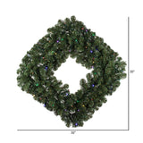 30" Oregon Fir Square Wreath - 70 Multi-colored LED lights_1