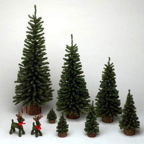 1 Tree - 24" Mini Pine Tree 282 Tips Wood Base