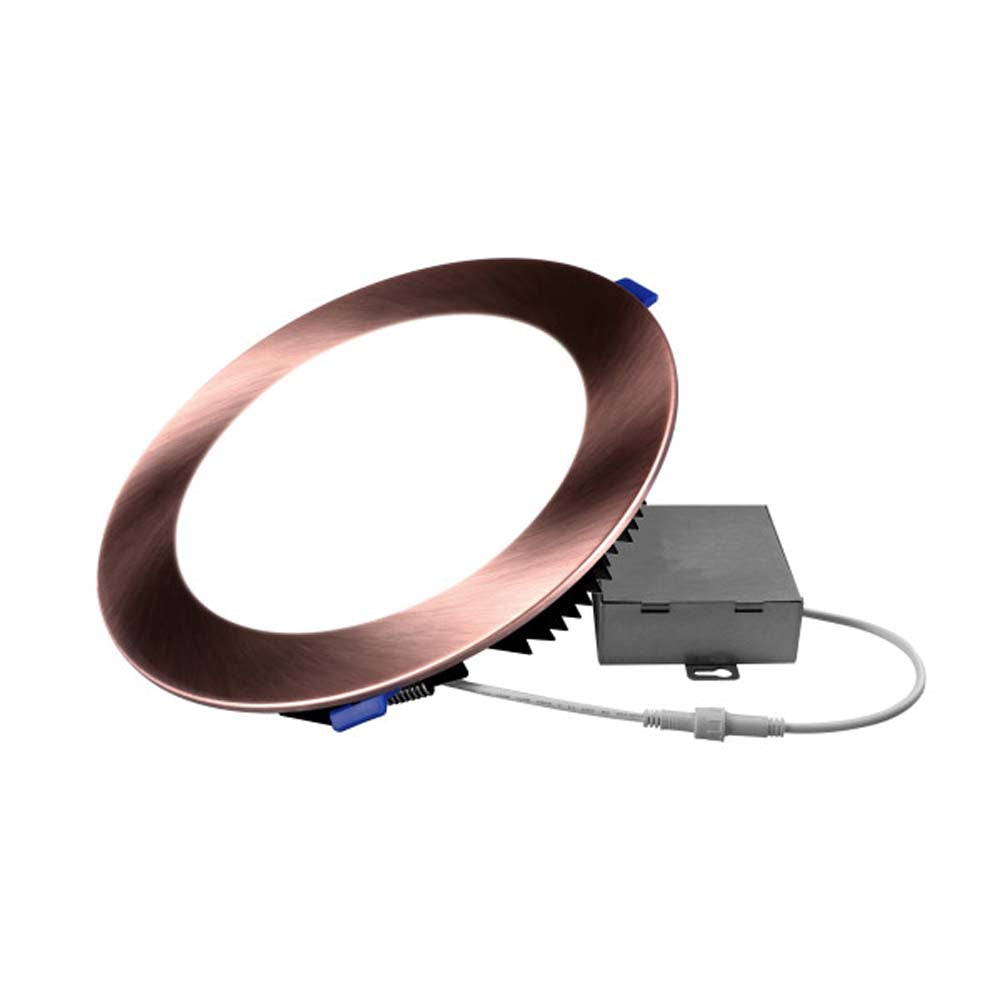 DLE8 Series 8 in. Round Aged Copper Flat Panel LED Downlight in 2700K