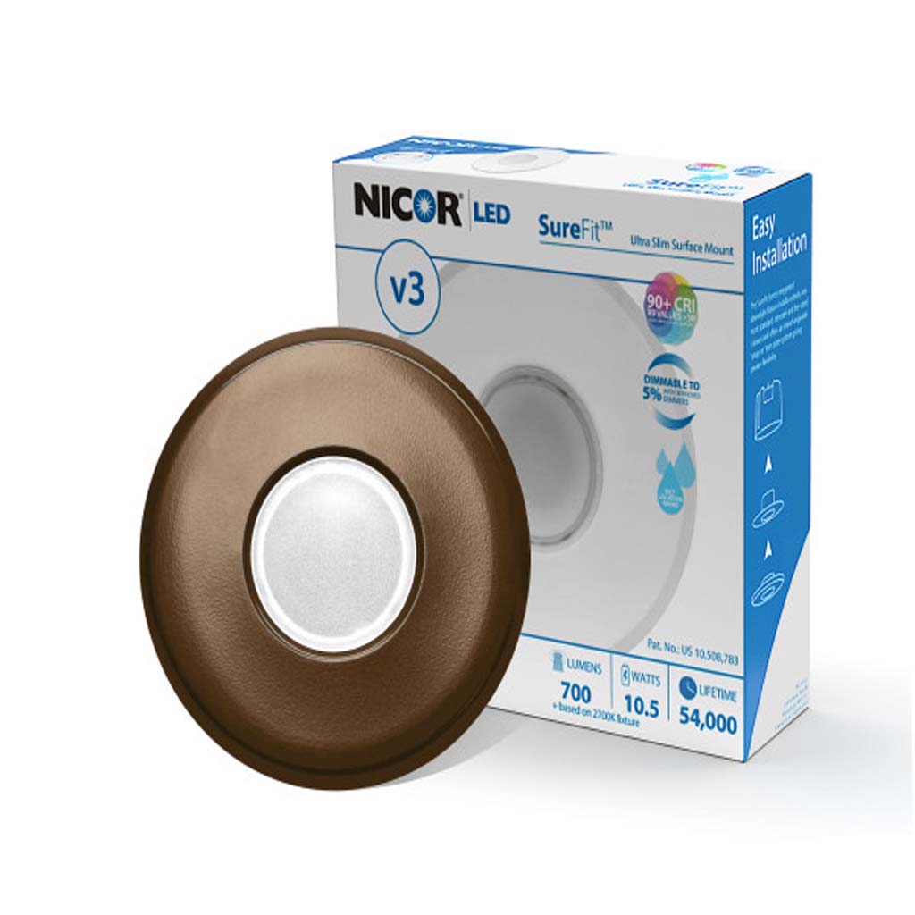 Nicor LED Flush Mount Ceiling Light 5000K with Round Oil-Rubbed Bronze Trim