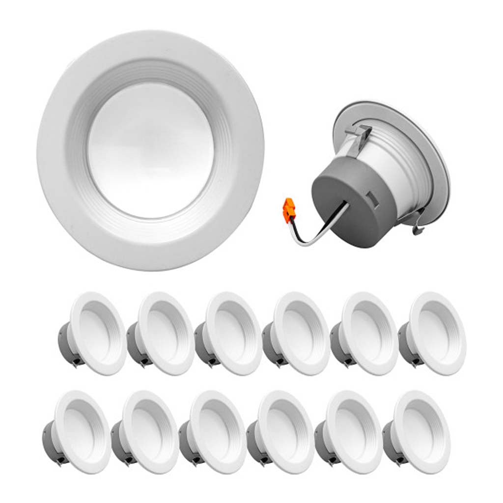 12Pk - Nicor 4-in White 3000K Recessed LED Downlight with Baffle