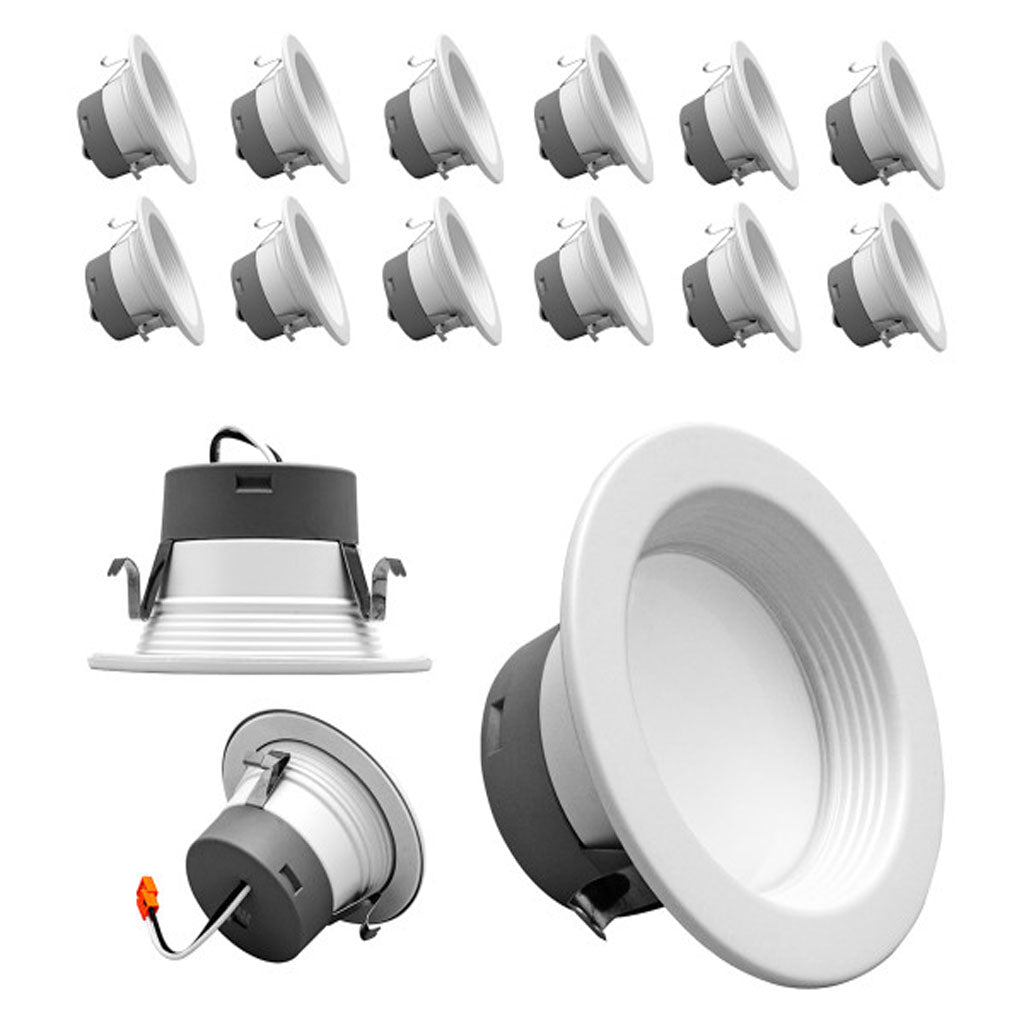 12Pk - Nicor 4-in White Selectable Recessed LED Downlight with Baffle