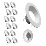 12Pk - Nicor 5/6-in White 3000K Recessed LED Downlight with Baffle