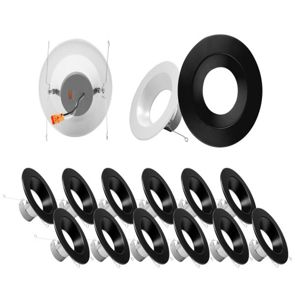 12Pk - Nicor 5/6-in Black Selectable Recessed LED Downlight