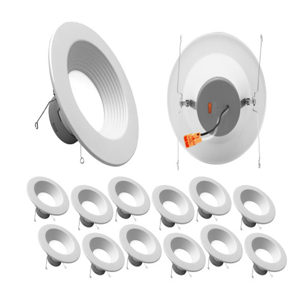 12Pk - Nicor 5/6-in White 900Lm Selectable Recessed LED Downlight with Baffle
