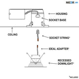 Nicor 5/6-in White Selectable Recessed LED Downlight with Baffle - BulbAmerica