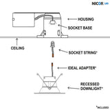 Nicor  5/6-in Nickel Selectable Recessed LED Downlight - BulbAmerica