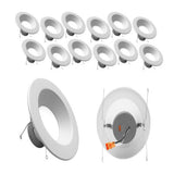 12Pk - Nicor 5/6-in White 1200Lm Selectable Recessed LED Downlight with Baffle