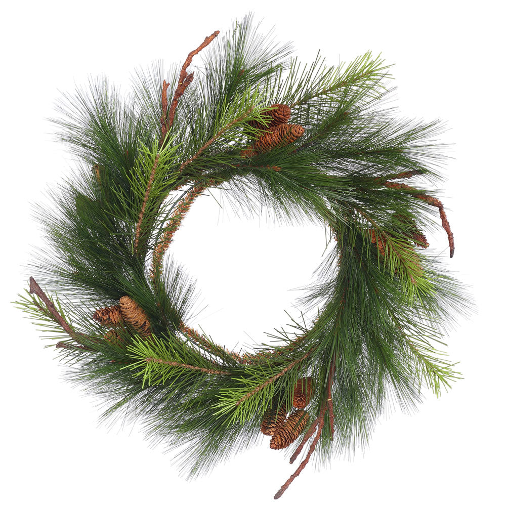 24in. Bavarian Pine Wreath w/Cones 32 Hard Needle Tips