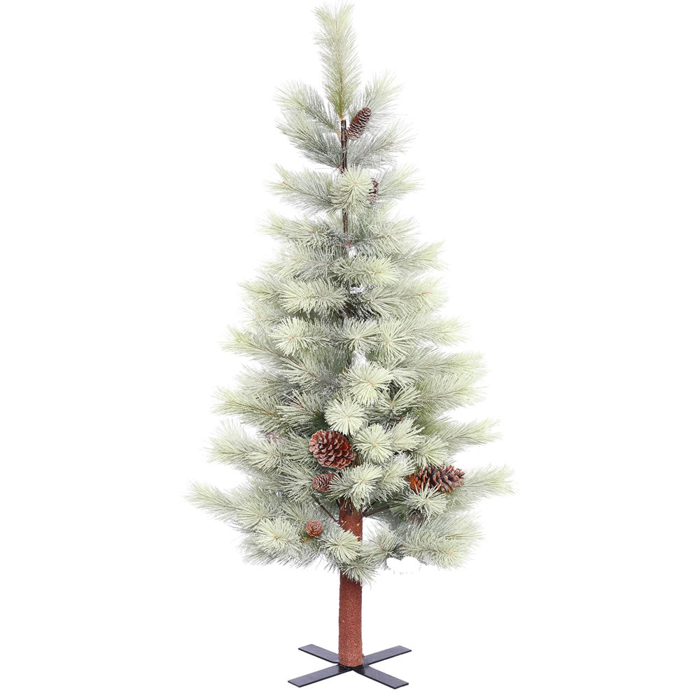 45Ft. x 30in. Frosted Bellevue Alpine Tree Metal Stand 114 Hard Needle Tips