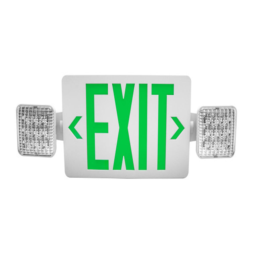 Nicor LED Emergency Exit Sign Combo Remote Capable Green Lettering