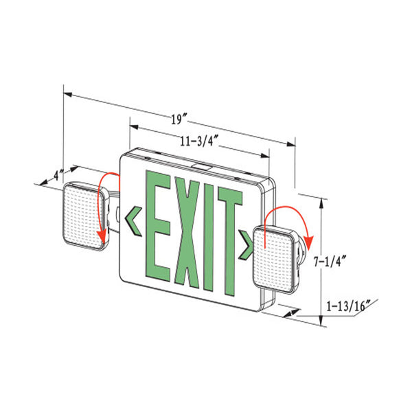 Nicor LED Emergency Exit Sign Combo Remote Capable Green Lettering ...