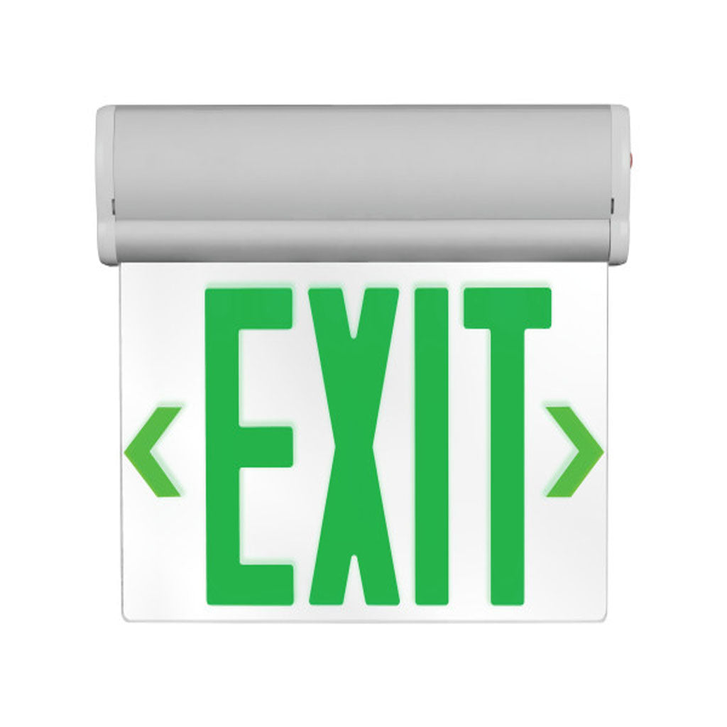 Nicor EXL220 Edge-Lit LED Emergency Exit Sign Clear with Green Lettering