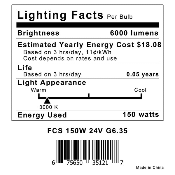 FCS Bulb - BULBAMERICA 150w 24v G6.35 Bipin base FCS Halogen Lamp ...
