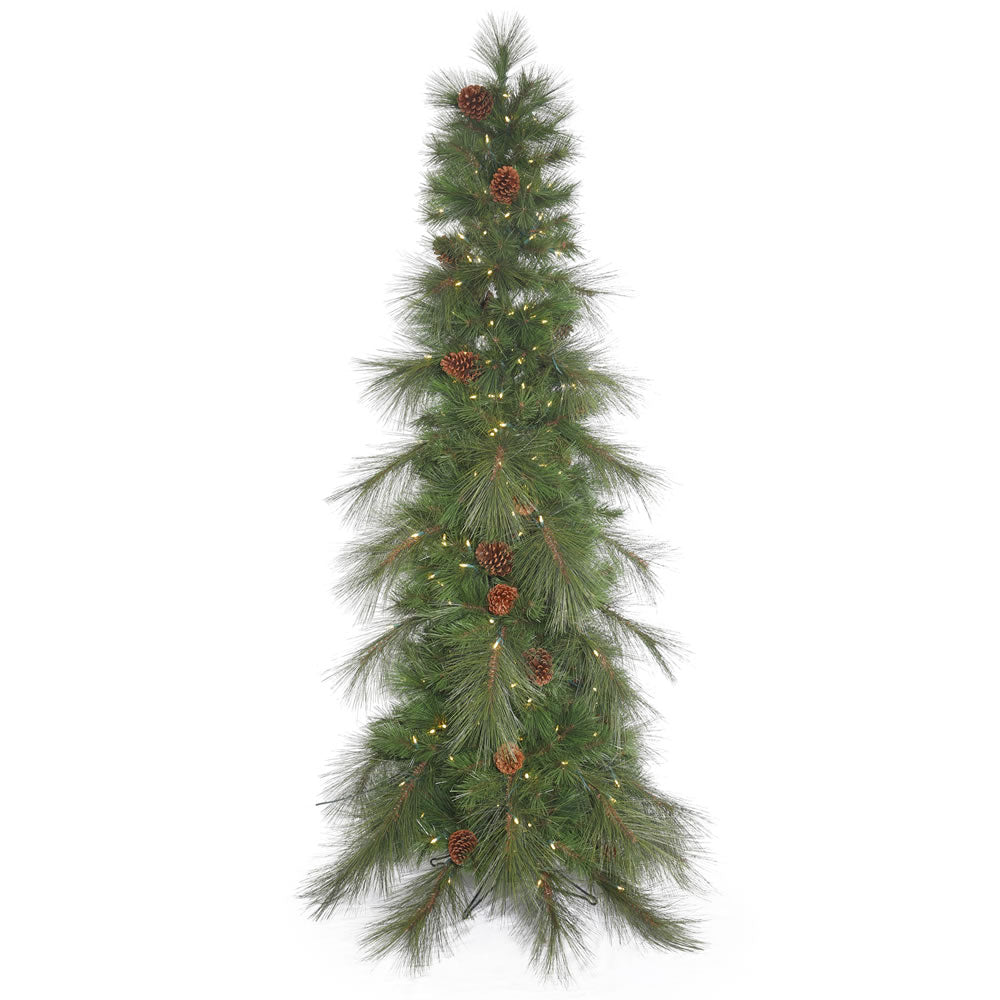 10.5Ft. Big Cascade Pine Slim Green Christmas Tree 700 Warm White LED Lights