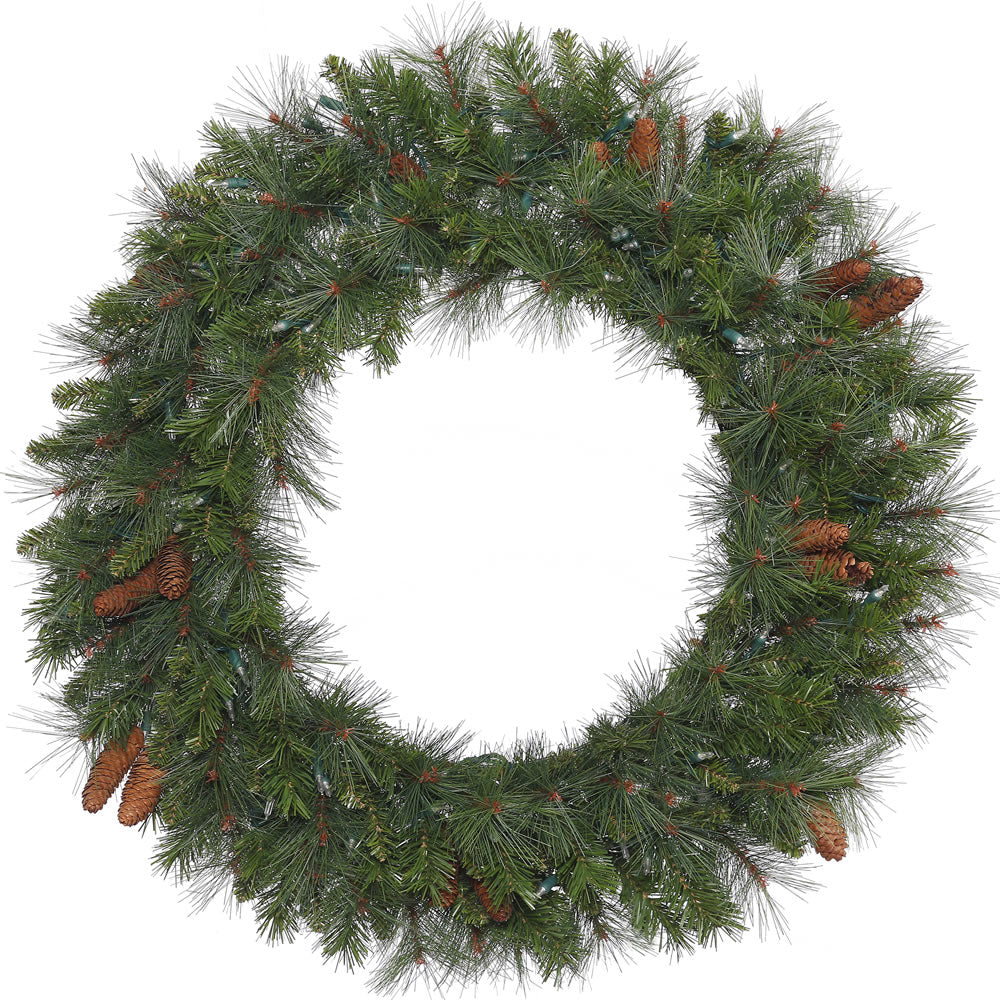 30in. Savannah Mixed Pine/Cones Wreath 180 Tips : Two Tone Green Pvc