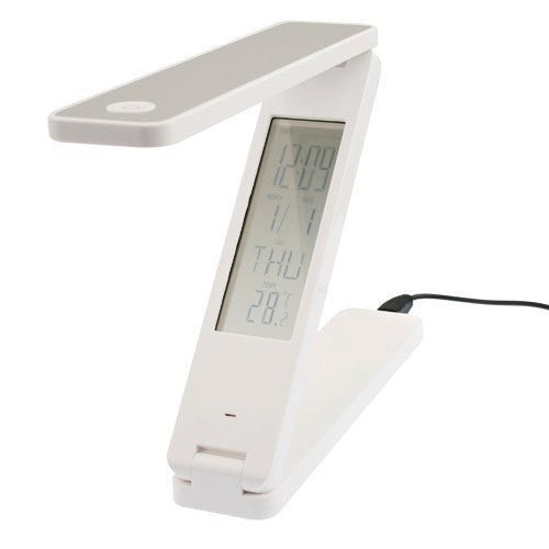 LED Foldable Desk Table Lamp with Digital Calendar, Alarm Clock and Temperature Display