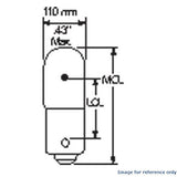 GE 1867 - 0.24w 4v T3.25 0.06A Ba9s Base Clear Low Voltage Miniature Light Bulb - BulbAmerica