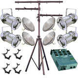 4 pcs Silver PAR CAN 56 500w PAR56 WFL Dimmer O-Clamp Stand