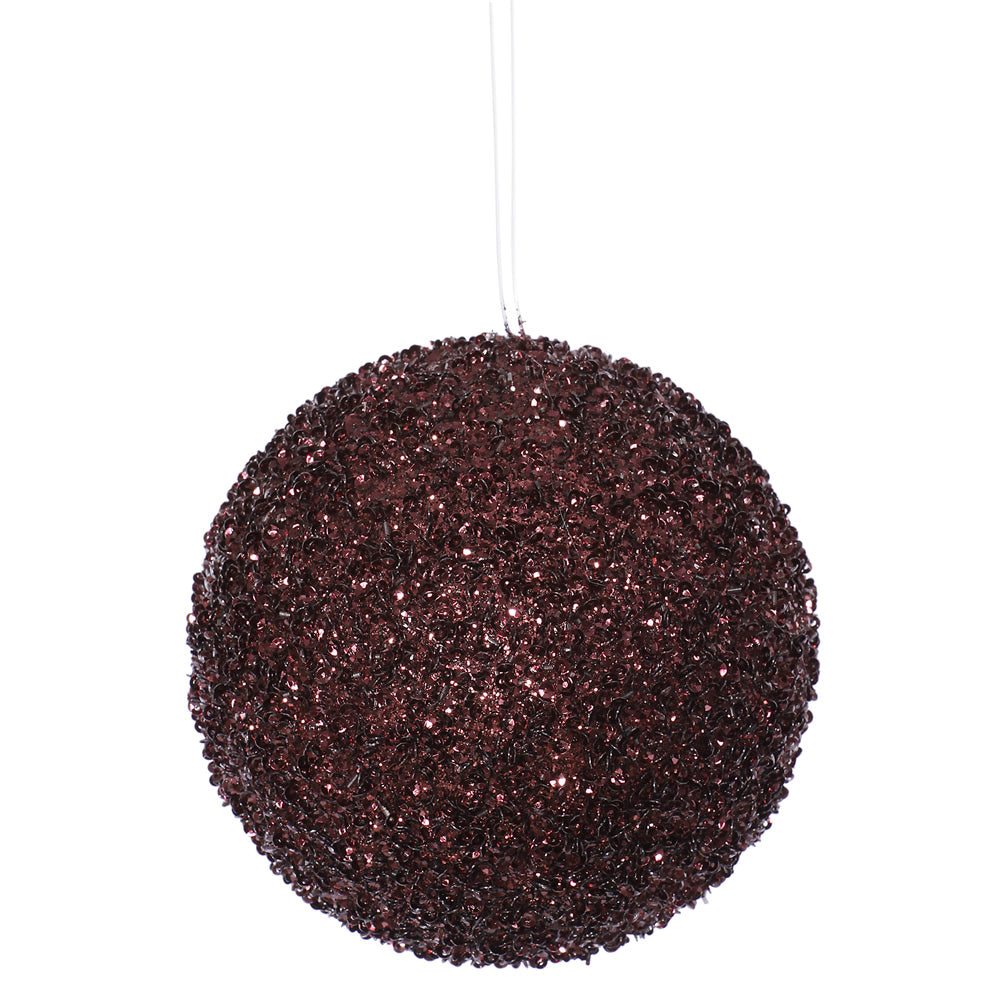 4.75'' Burgundy Bead Sequin Ball Ornament 3/Box