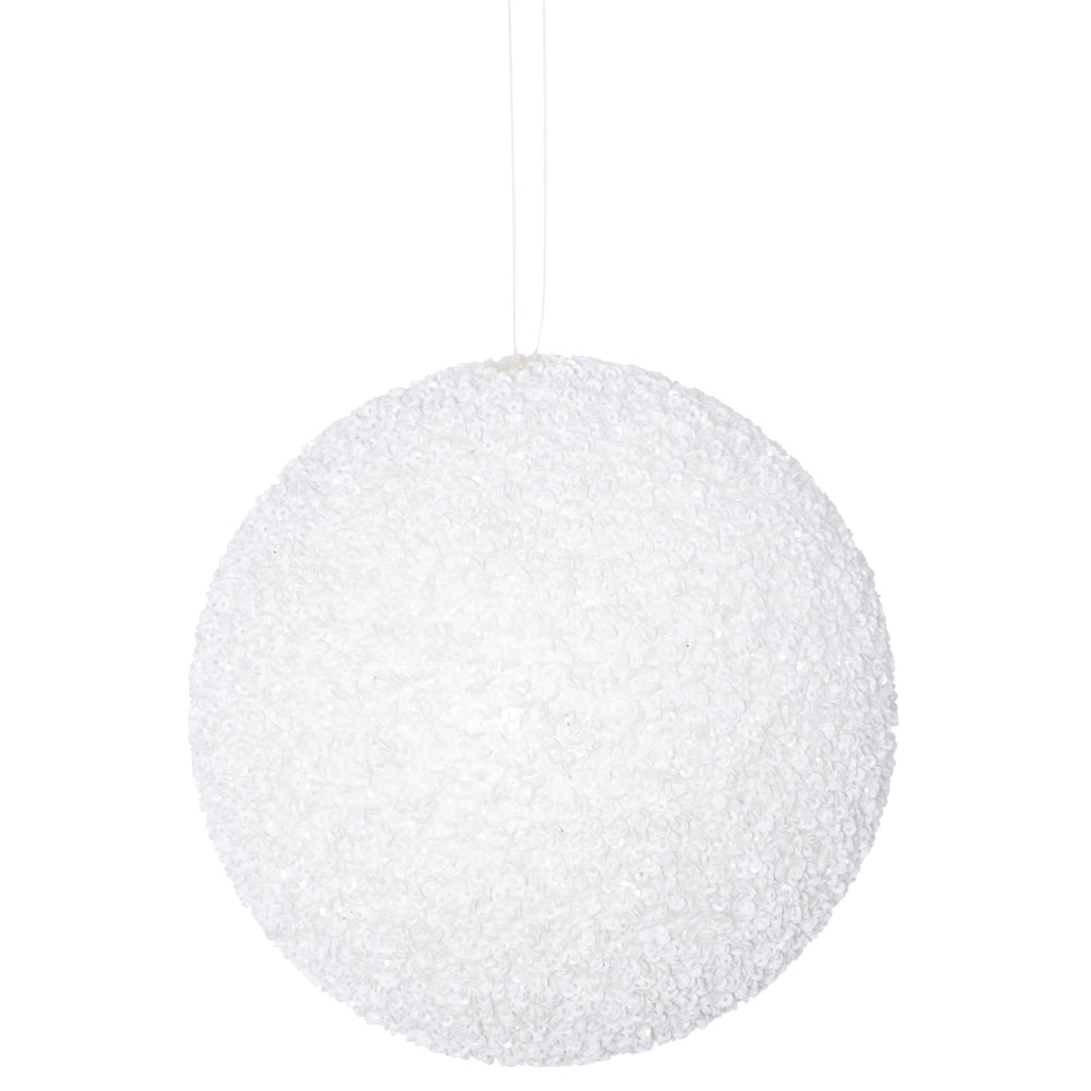 6'' White Bead Sequin Ball Ornament 1/Box