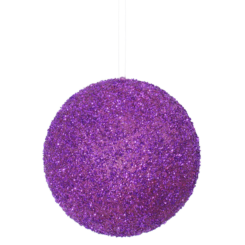 8'' Purple Beaded Sequin Ball Ornament 1/Box
