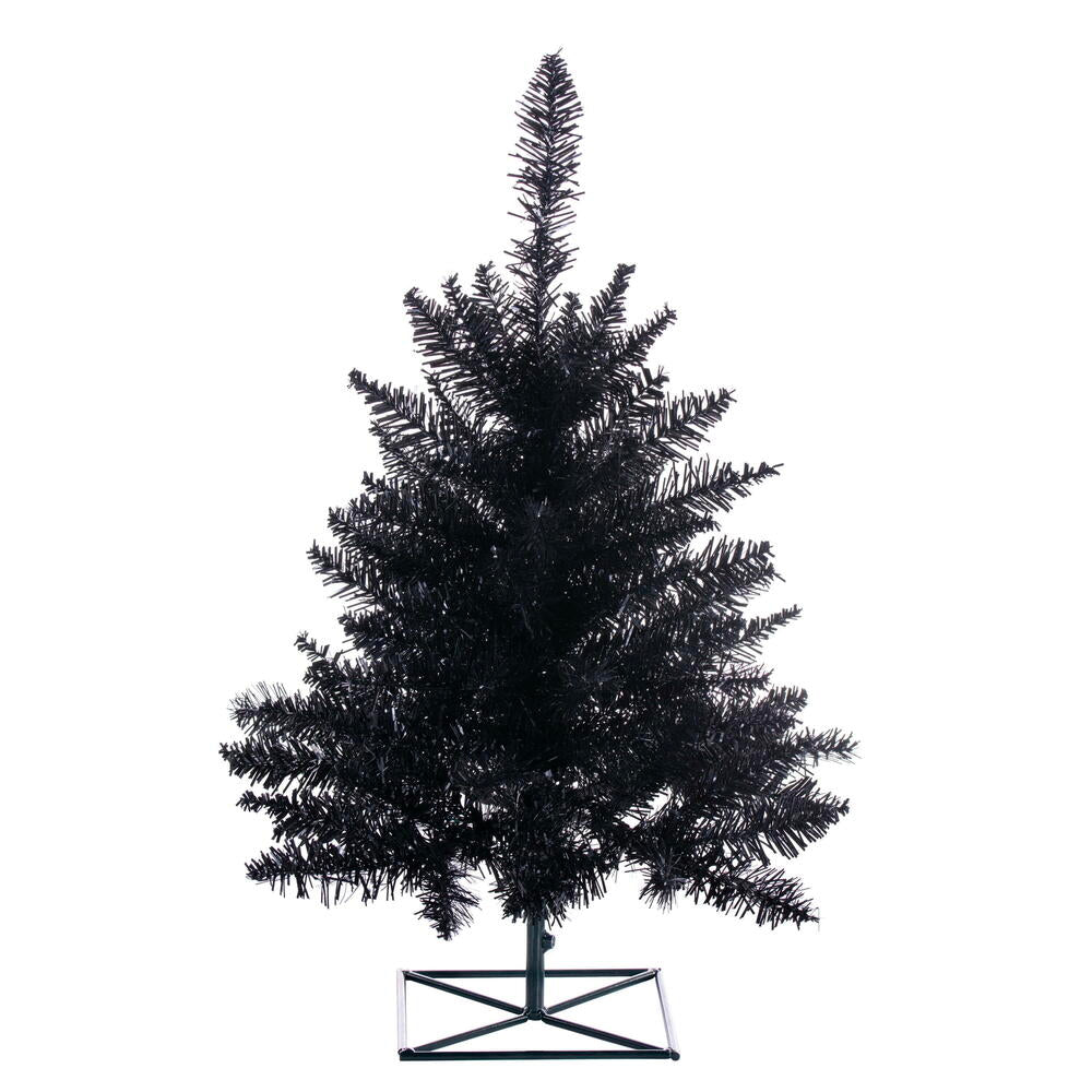 Vickerman Unlit 3' x 25" Black Fir Artificial Tree - 234 PVC Tips - Metal Stand