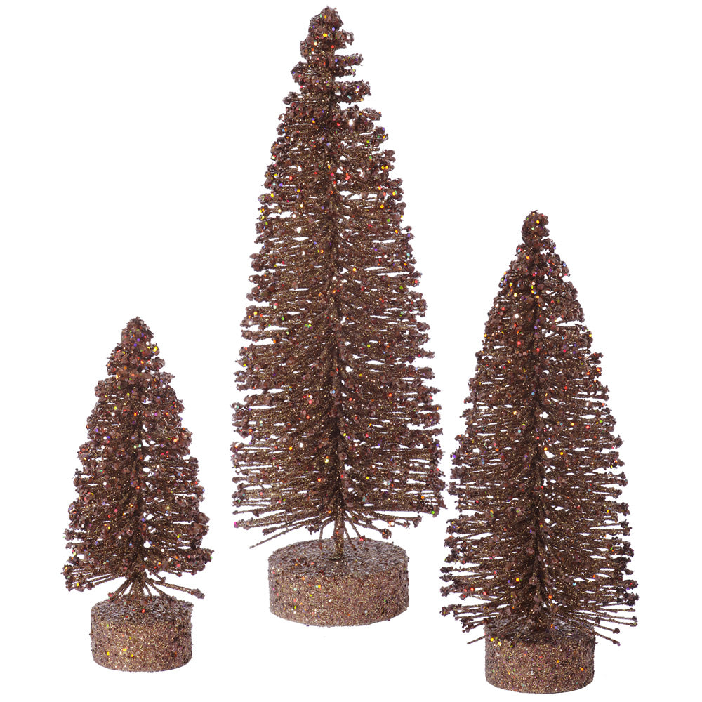 5"-7"-9" Mocha Glitter Oval Tree Set