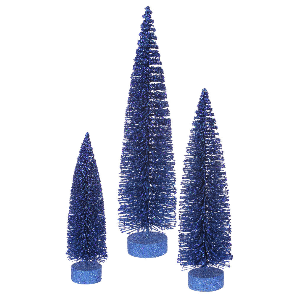 12"-16"-20" Blue Glitter Oval Tree Set