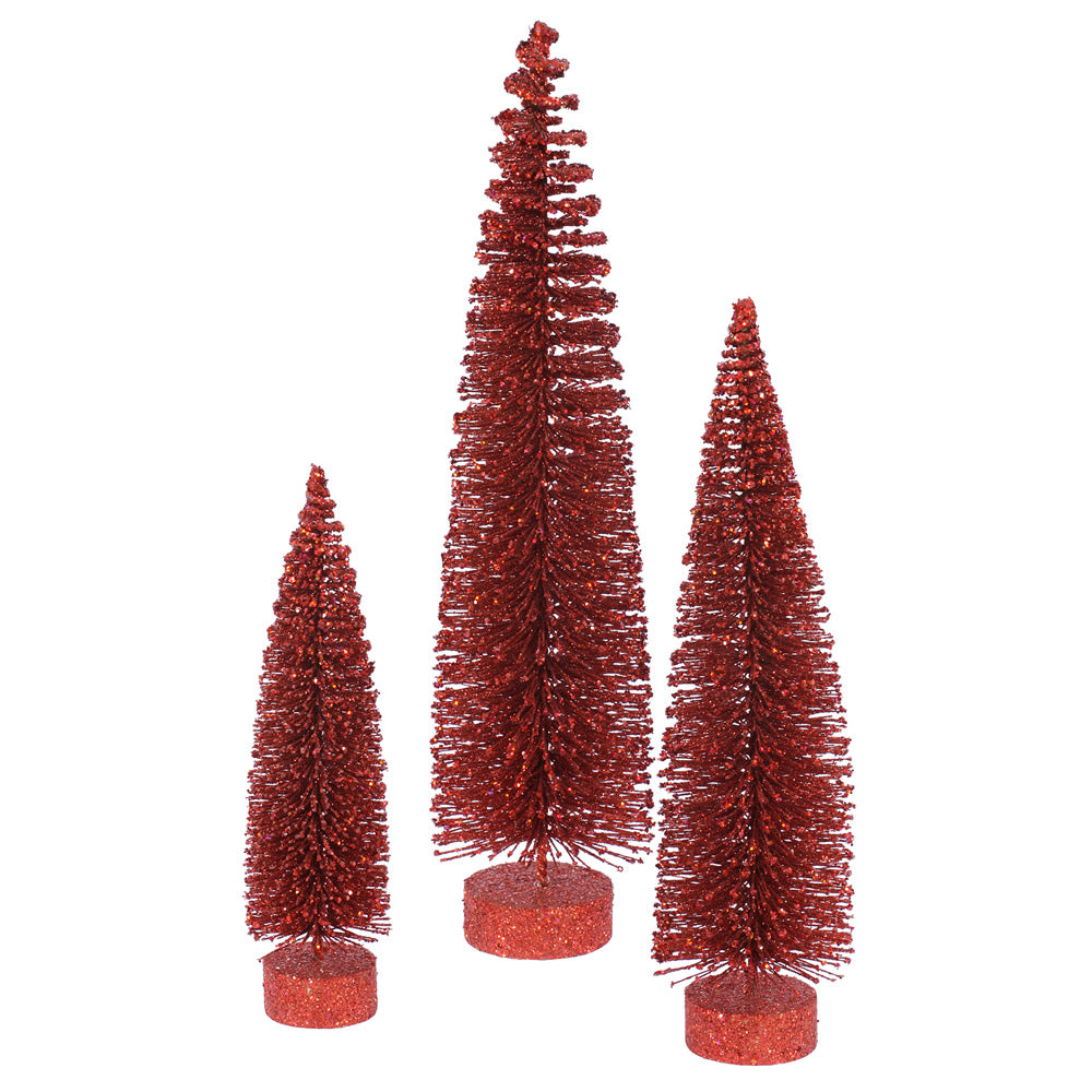 12"-16"-20" Red Glitter Oval Tree Set