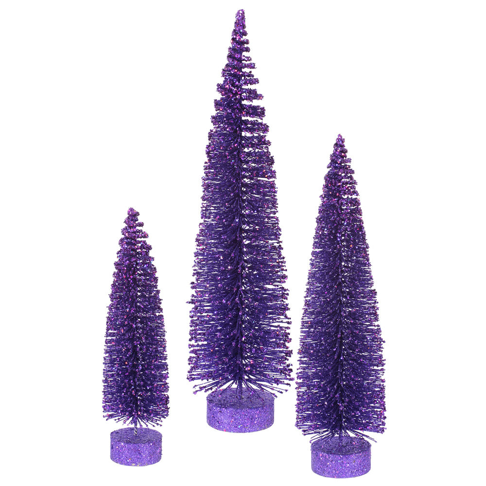 12"-16"-20" Purple Glitter Oval Tree Set