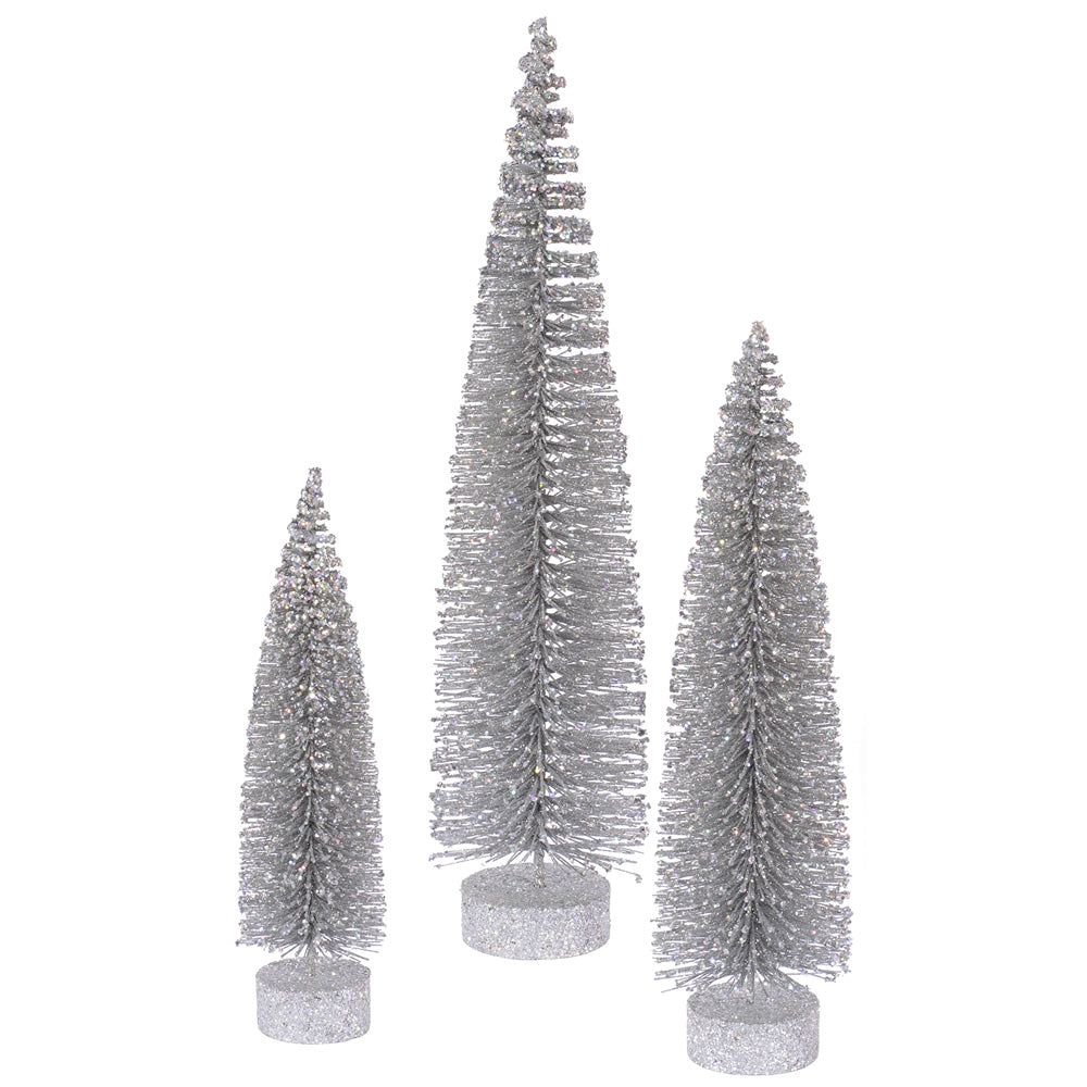 12"-16"-20" Silver Glitter Oval Tree Set
