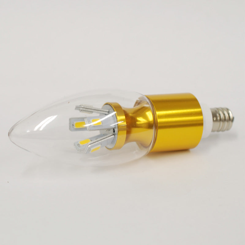 LED 5W 110V 3000K Clear Candelabra Gold E14 Base 10 Chip LED Light Bulb