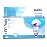 4 Bulbs - Luxrite 10w A-Shape A19 3000k E26 FL180 LED Dimmable Light Bulb