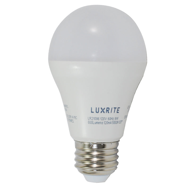 Luxrite 9w A19 E26 5000K Frost LED Light Bulb - 60W Incandescent Equivalent